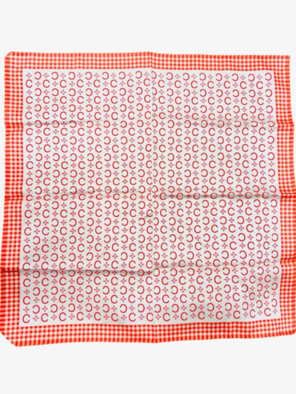 Mew   Celine Paris Mini Scarf/ Large Handkerchief  cotton  20."  Red Orange (88)